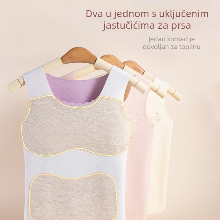 Termalna majica za djevojčice 6–12 godina, bezšivna, njemački velur, samozagrijavanje, jesen-zima, s jastučićima za prsni koš