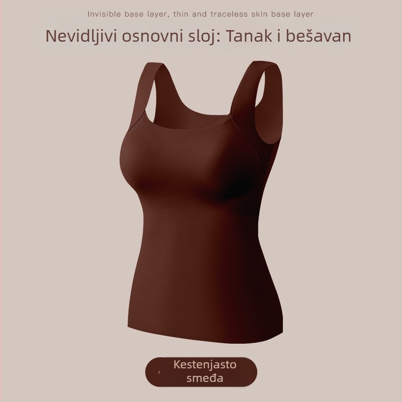 Nylon termalni prsluk bez šavova - četvrtasti ovratnik, 50–70% najlon, srednje težine 161–180 g/m2, sve sezone