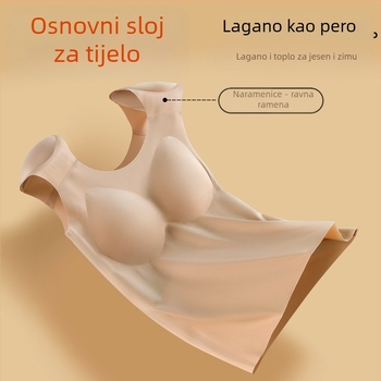 Ženska termalna potkošulja za jesen/zimu, uskog kroja s jastučićima za prsa, bez rukava, oblikovanje leđa, osnovni sloj
