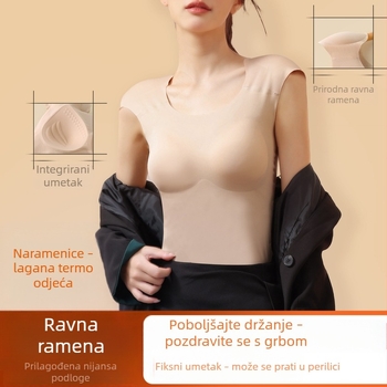 Ženska termalna potkošulja za jesen/zimu, uskog kroja s jastučićima za prsa, bez rukava, oblikovanje leđa, osnovni sloj