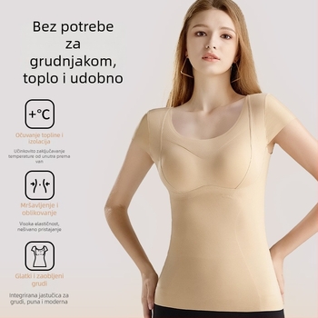 Ženski termalni top s integriranim košaricama, flis podstava, visoka elastičnost, ugrađeni grudnjak, anti-statičan, topla i oblikuje tijelo