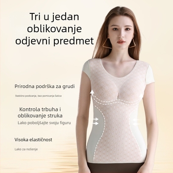 Ženski termalni top s integriranim košaricama, flis podstava, visoka elastičnost, ugrađeni grudnjak, anti-statičan, topla i oblikuje tijelo