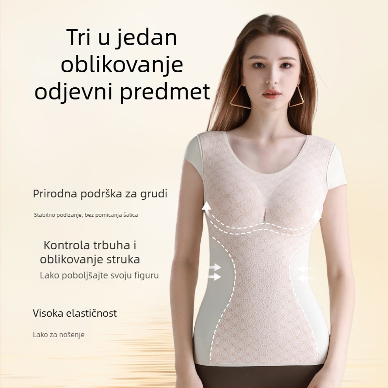 Ženski termalni top s integriranim košaricama, flis podstava, visoka elastičnost, ugrađeni grudnjak, anti-statičan, topla i oblikuje tijelo