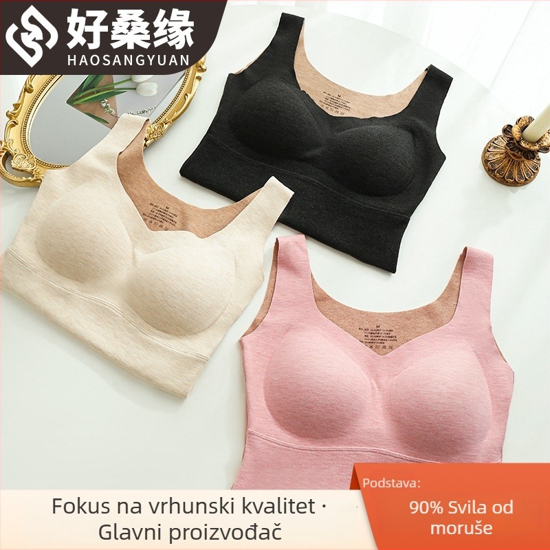 Ženski topli vest od svile i vune, bez šavova s podstavom, ravni kroj (svila; udio vune <30%; visoka elastičnost; japansko-korejski stil)