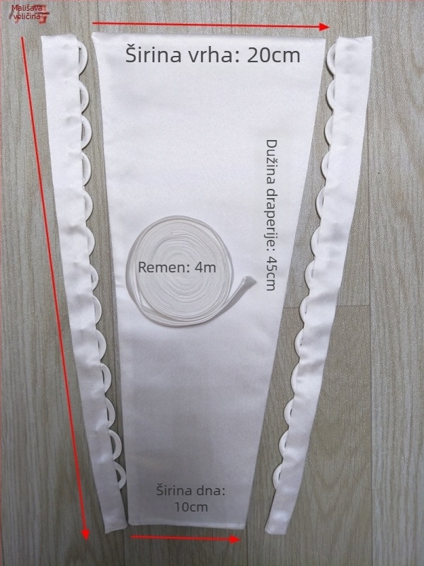 Dodatci za vjenčanicu: mrežasta tkanina, glavni materijal spandex, dugački rep, visok struk, bez rukava – trodijelni set