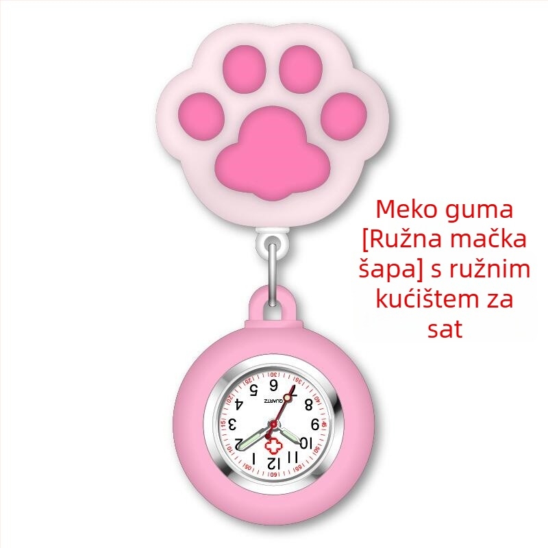 Sestre sat s dizajnom mačje šape; prilagodljivo obrada i tiskano logo; kvarcni mehanizam, kućište od cinkovog legura, okrugli brojčanik