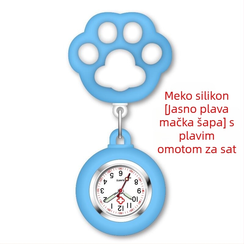 Sestre sat s dizajnom mačje šape; prilagodljivo obrada i tiskano logo; kvarcni mehanizam, kućište od cinkovog legura, okrugli brojčanik