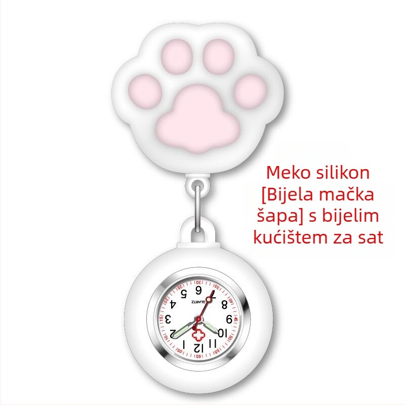 Sestre sat s dizajnom mačje šape; prilagodljivo obrada i tiskano logo; kvarcni mehanizam, kućište od cinkovog legura, okrugli brojčanik