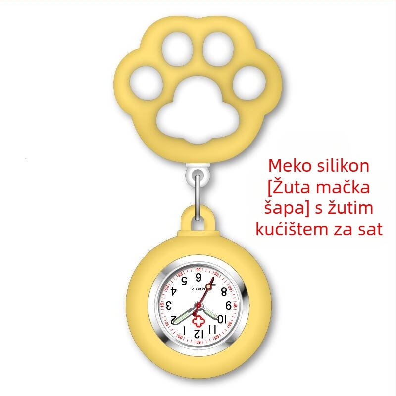 Sestre sat s dizajnom mačje šape; prilagodljivo obrada i tiskano logo; kvarcni mehanizam, kućište od cinkovog legura, okrugli brojčanik