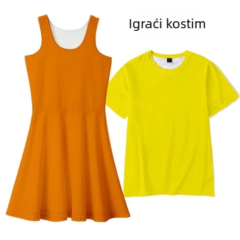 Bugesezhiyu haljina i set s kratkim rukavima (Poliester; Jednobojni uzorak; Stil princeza; A-linija suknja; Dužina: mini)