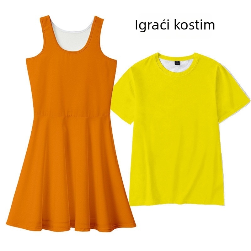 Bugesezhiyu haljina i set s kratkim rukavima (Poliester; Jednobojni uzorak; Stil princeza; A-linija suknja; Dužina: mini)