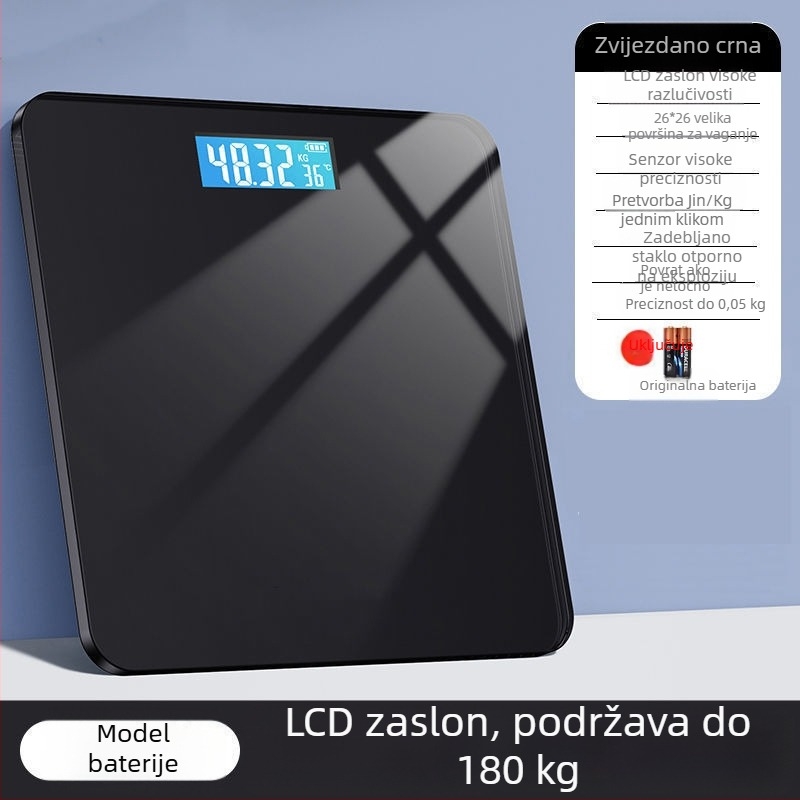 Kućna elektronička vaga za mjerenje tjelesne težine, precizna i izdržljiva, punjiva, kompaktna pametna vaga za mjerenje tjelesne masnoće