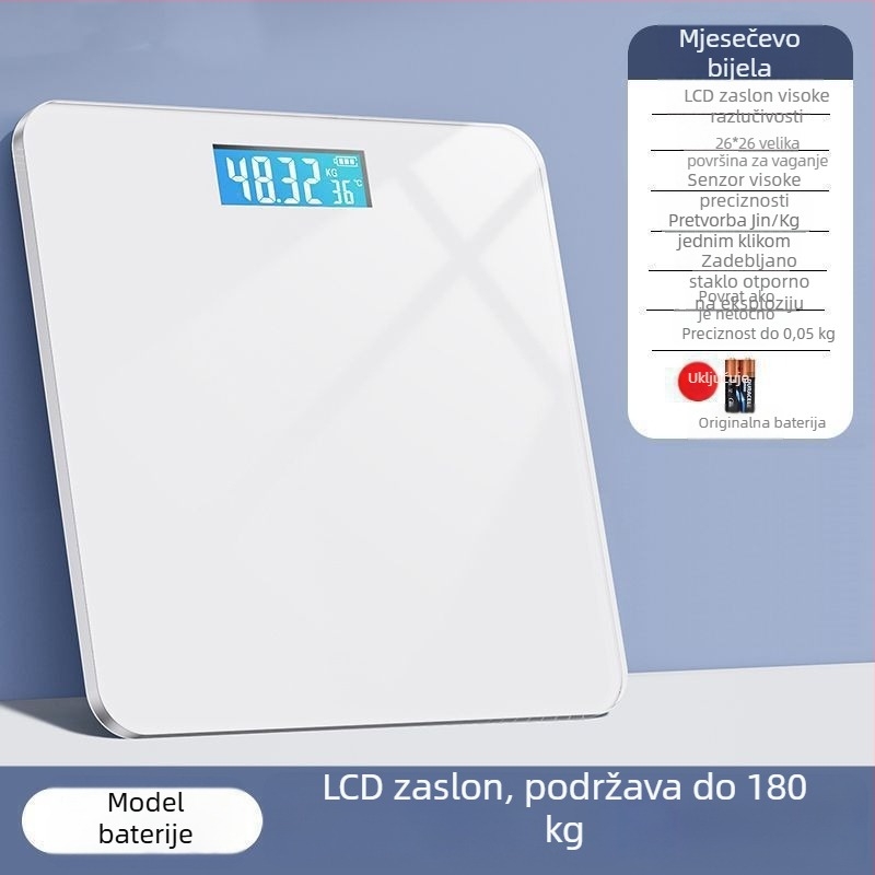 Kućna elektronička vaga za mjerenje tjelesne težine, precizna i izdržljiva, punjiva, kompaktna pametna vaga za mjerenje tjelesne masnoće