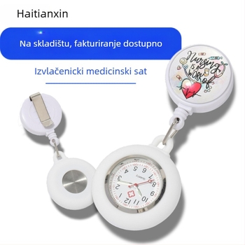 Sestrinski džepni sat s izvlačnom kopčom, svijetleći karikaturistički stil, kvarcni pogon, silikonska narukvica
