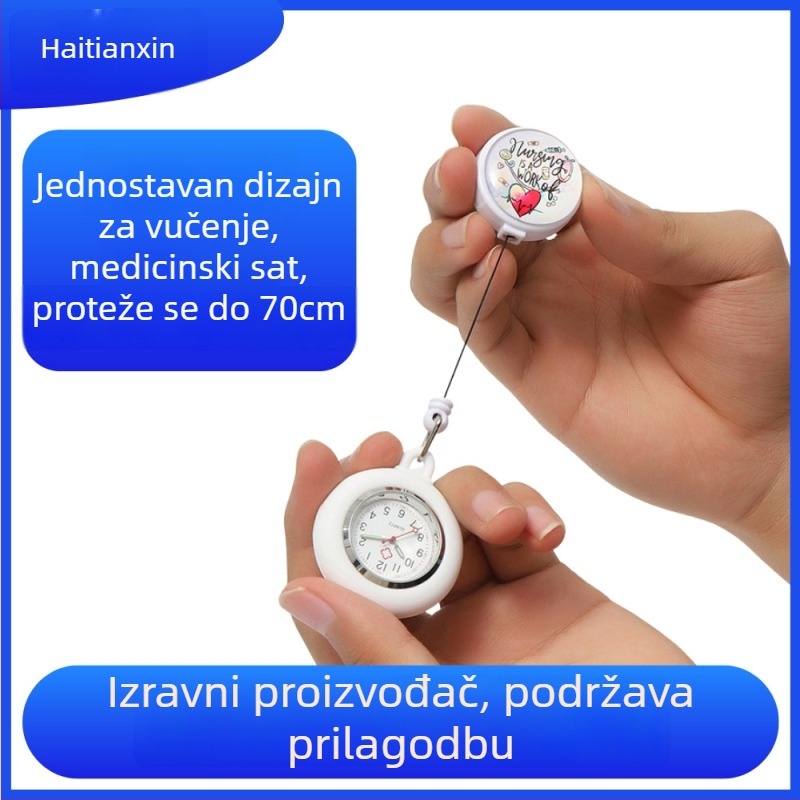 Sestrinski džepni sat s izvlačnom kopčom, svijetleći karikaturistički stil, kvarcni pogon, silikonska narukvica