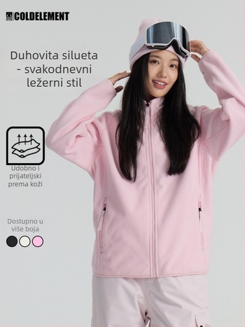Flis kardigan za unisex – polarni flis 260 g/m², topao za zimu i jesen, jednobojni, bez kapuljače (polarni flis; 260 g/m²; unisex; zima/jesen; bez kapuljače)