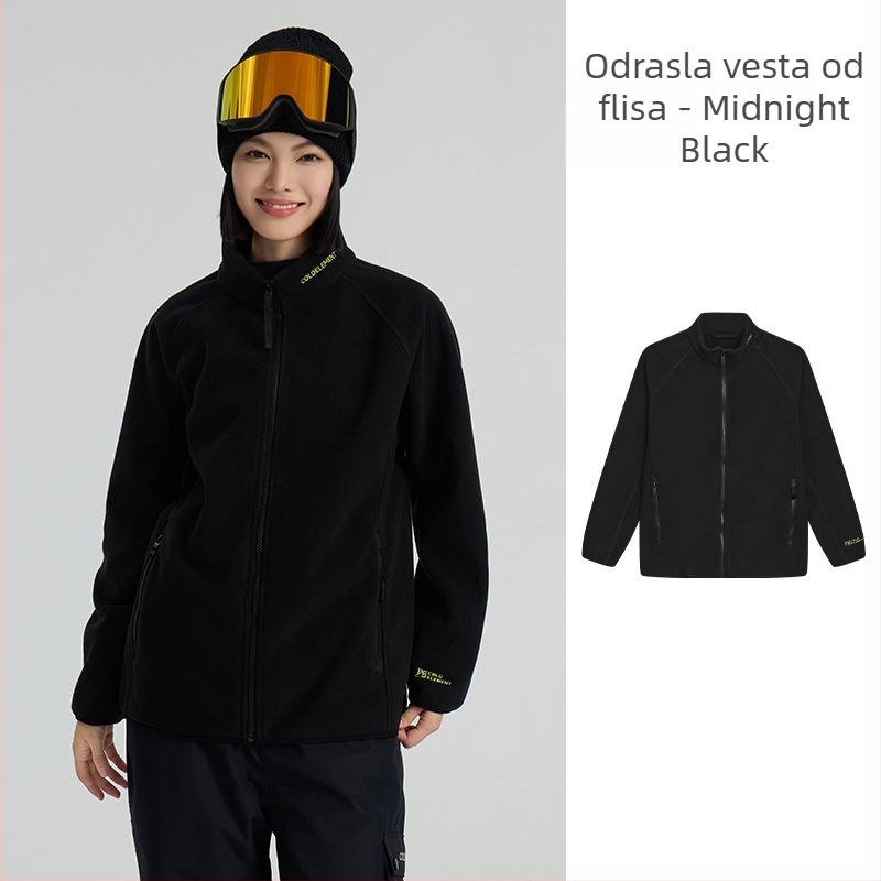Flis kardigan za unisex – polarni flis 260 g/m², topao za zimu i jesen, jednobojni, bez kapuljače (polarni flis; 260 g/m²; unisex; zima/jesen; bez kapuljače)