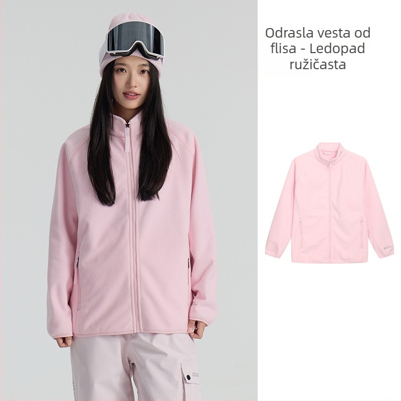 Flis kardigan za unisex – polarni flis 260 g/m², topao za zimu i jesen, jednobojni, bez kapuljače (polarni flis; 260 g/m²; unisex; zima/jesen; bez kapuljače)