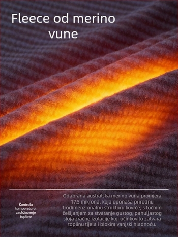 Muška fleece jakna s Merino vunom, kardigan stil, bez kapulje, za aktivnosti na otvorenom, toplina, brzo suši