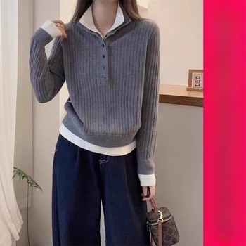 Ženski pleteni džemper s okruglim izrezom, dugim rukavima, 70–80% viskoze