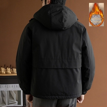 Muška kapucnja jaka s poliesterskom punom, vodootporna tkanina, zatvarač, više džepova
