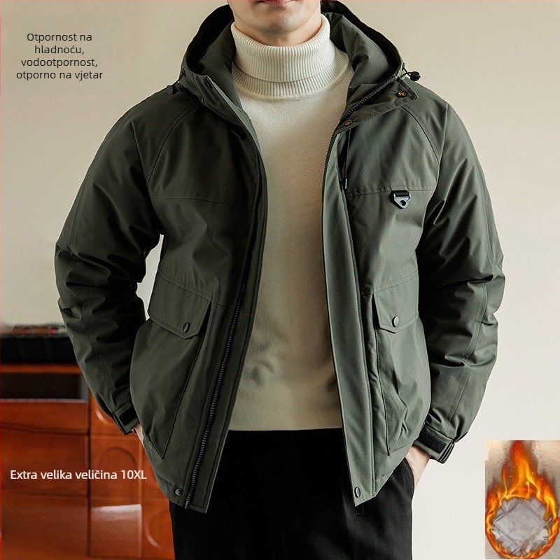 Muška kapucnja jaka s poliesterskom punom, vodootporna tkanina, zatvarač, više džepova