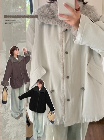 Zimska pamučna jakna s podstavljenim ovratnikom od kamila opuštenog kroja ovratnik poluturtleneck prednje kopčanje na jedan gumb japansko-korejski ležerni stil