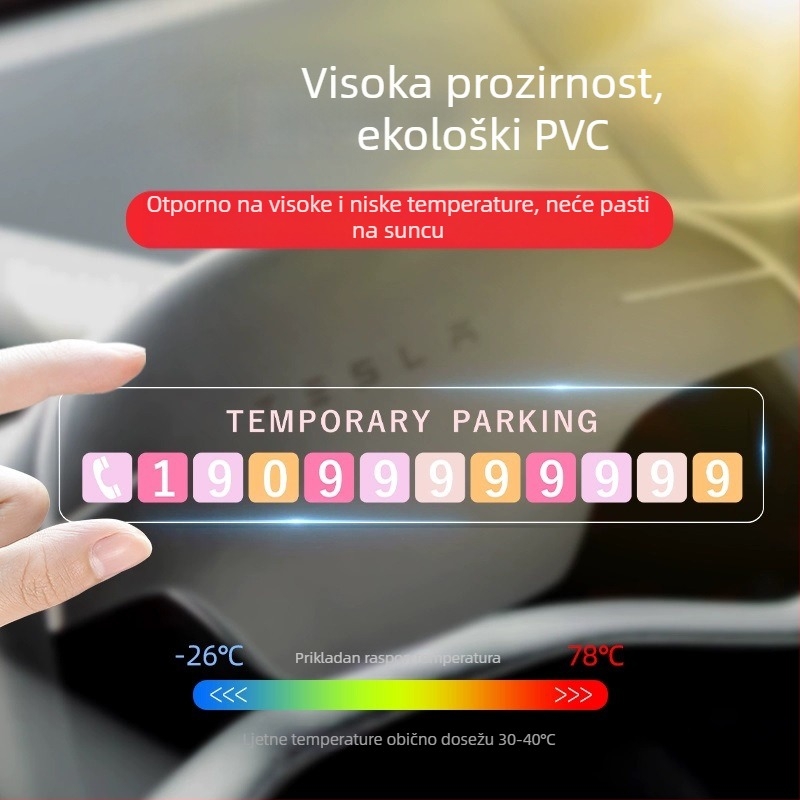 Privremena tablica za parkiranje automobila, plastična, mogućnost ispisa logotipa, usisni tip (Yiju)