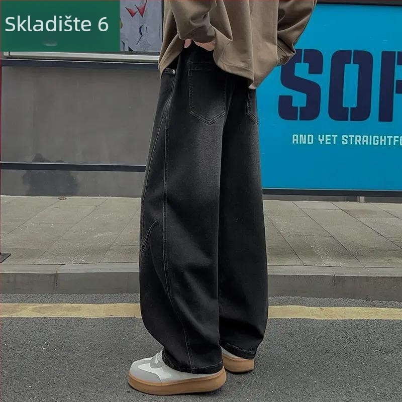 Muške traperice u američkom retro stilu, proljeće i jesen, opuštene široke hlače, hongkonški stil