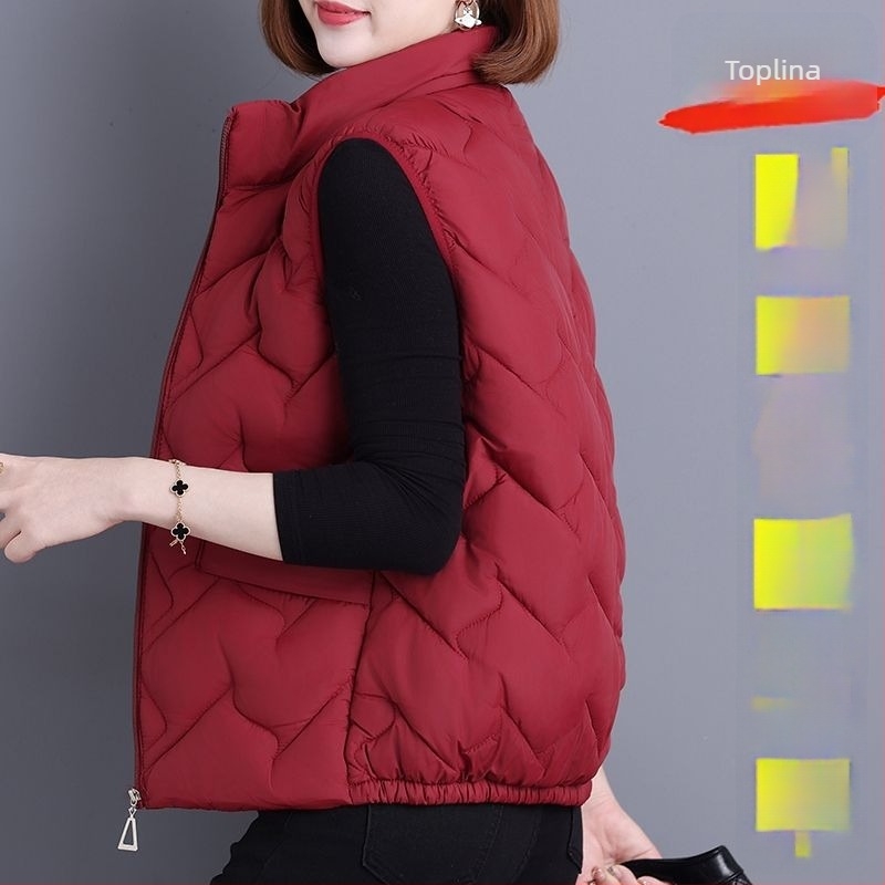 Ženski gilet od perja i pamuka – ultra kratki kroj, V izrez, vuneno punilo, rayon tkanina, proljeće 2025