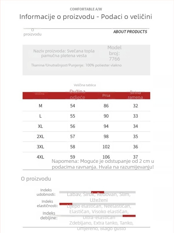 Ženska vest s pamuk punjenjem; poliester tkanina; prugasti/karirani uzorak; okrugli ovratnik; kopčanje s kopčama