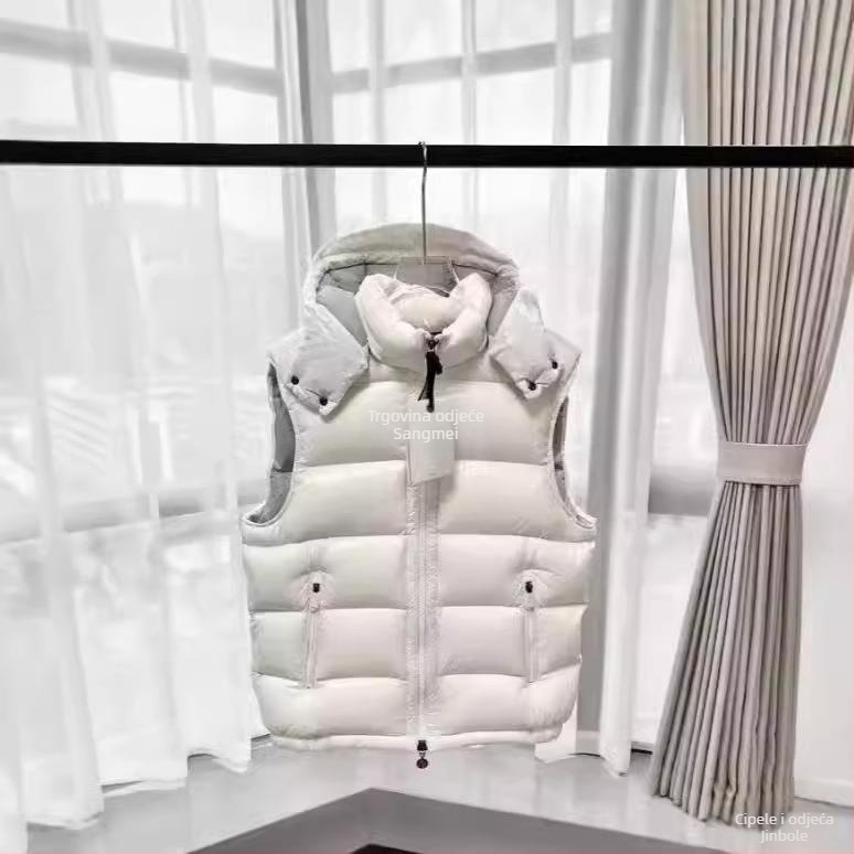 Down jakna s kapuljom i krznenim ovratnikom | bijelo pačje perje 301–350 g | poliester tkanina