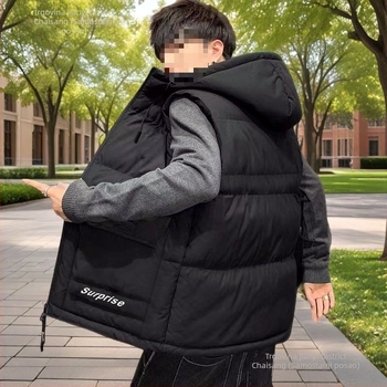 Muški Corduroy prsluk, uski kroj, japanski radni stil, pulover s prednjim jednim gumbom