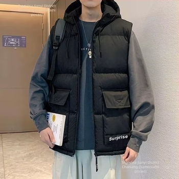 Muški Corduroy prsluk, uski kroj, japanski radni stil, pulover s prednjim jednim gumbom