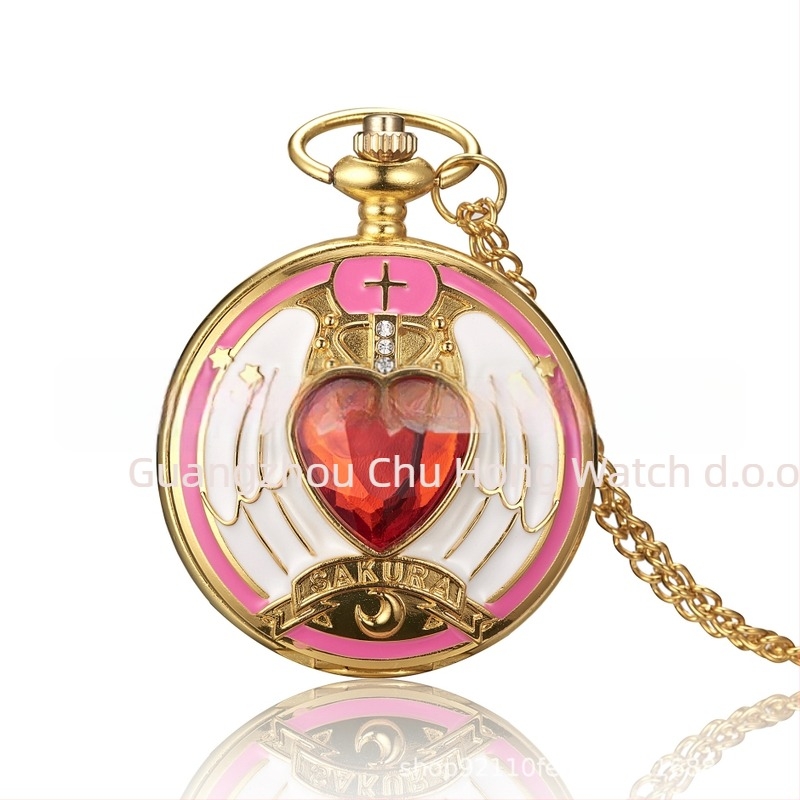 Varied Sakura Love Gem Girls džepni sat-naušnica, kvarcni pogon 68, kućište od cinka zlitine, plastično staklo, svjetsko vrijeme, 24-satna indikacija, model 1051