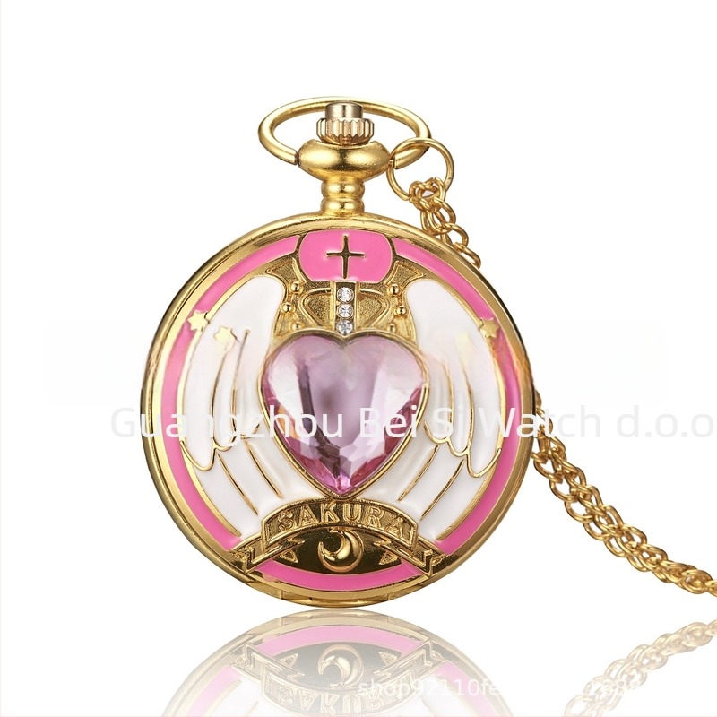 Varied Sakura Love Gem Girls džepni sat-naušnica, kvarcni pogon 68, kućište od cinka zlitine, plastično staklo, svjetsko vrijeme, 24-satna indikacija, model 1051
