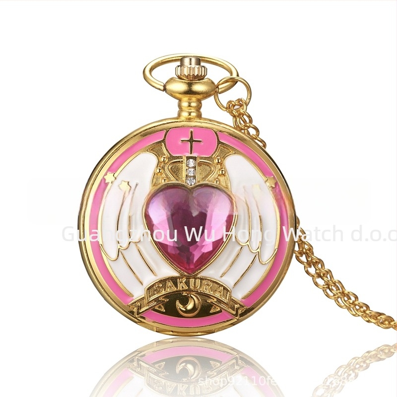 Varied Sakura Love Gem Girls džepni sat-naušnica, kvarcni pogon 68, kućište od cinka zlitine, plastično staklo, svjetsko vrijeme, 24-satna indikacija, model 1051