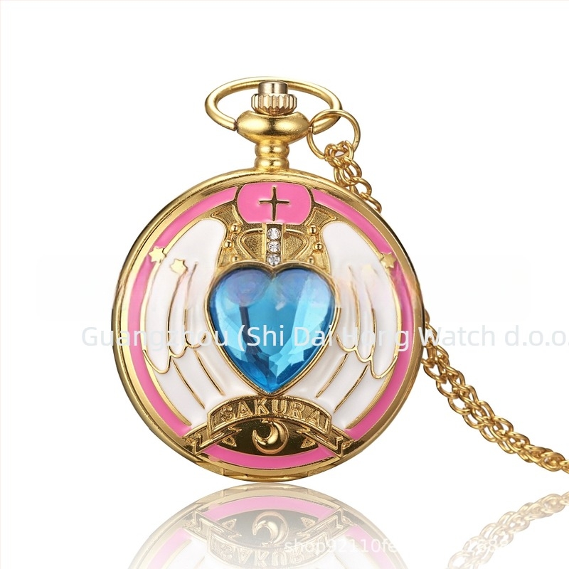 Varied Sakura Love Gem Girls džepni sat-naušnica, kvarcni pogon 68, kućište od cinka zlitine, plastično staklo, svjetsko vrijeme, 24-satna indikacija, model 1051