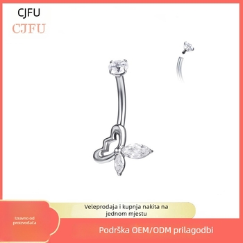 Unisex prsten za pupak od titanija G23, s cirkonima uložnim, oblik cvijeta, Zeming, kod A003-7.4