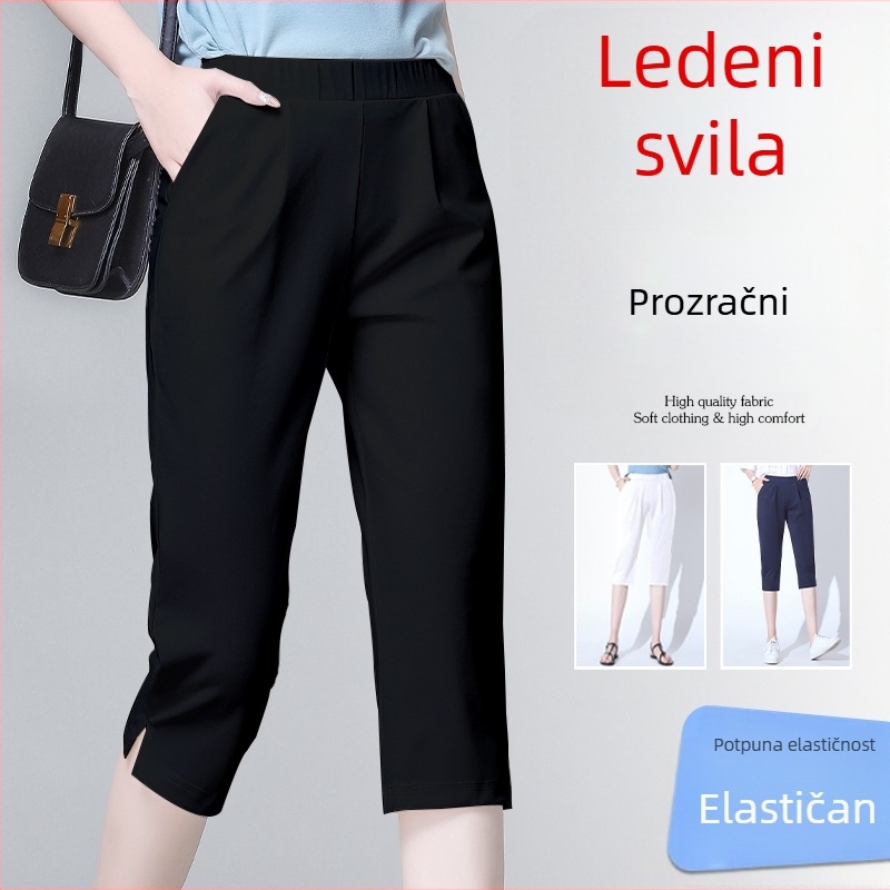 Ženske kratke hlače s visokim strukom, poliester, mikroelastičnost, ravni kroj
