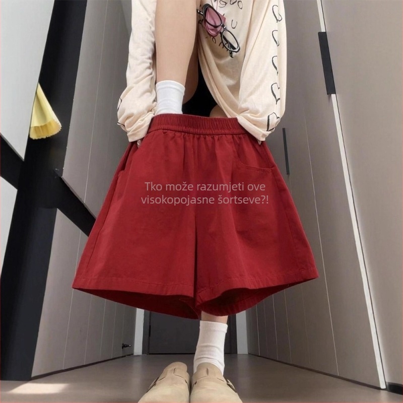 Ženski cargo šorc s visokim strukom, poliester tkanina, tanka tkanina, duljina 5/4, ležerni stil