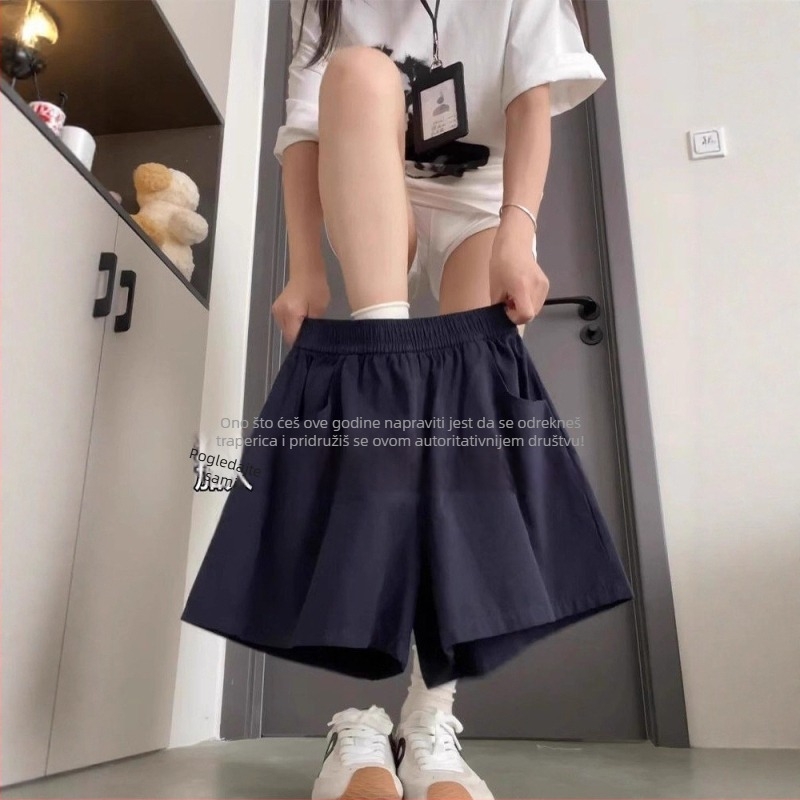 Ženski cargo šorc s visokim strukom, poliester tkanina, tanka tkanina, duljina 5/4, ležerni stil