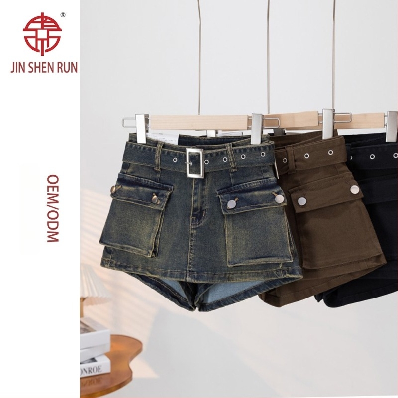Ženske džins culotte šortsevi, visok pojas, duljina tri četvrtine, ravni kroj, denim s 80–90% pamuka