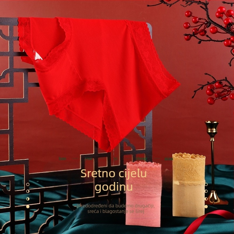 80s Modal žene gaćice sa srednjim strukom, karp čipka, jednofarbne, podstava od 100% Mulberry svila