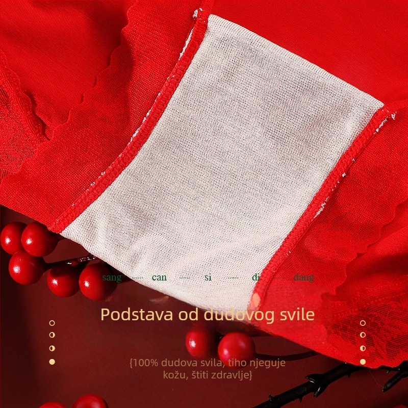 80s Modal žene gaćice sa srednjim strukom, karp čipka, jednofarbne, podstava od 100% Mulberry svila