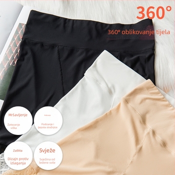 Ženske Capri legice od Ice Silk, visok pojas, bezšivne, prozračne, ultra tanke, zaštita od prozirnosti
