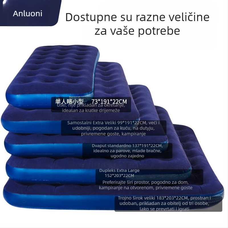Naduvavanje kreveta Aloni, težina 3 kg, nosivost 300 kg, površina s flockingom