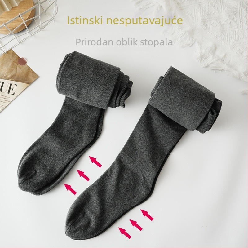 Ženske crne zimske hlačne tajice s flisom, visokim pojasom, tople i vitke, s nogom