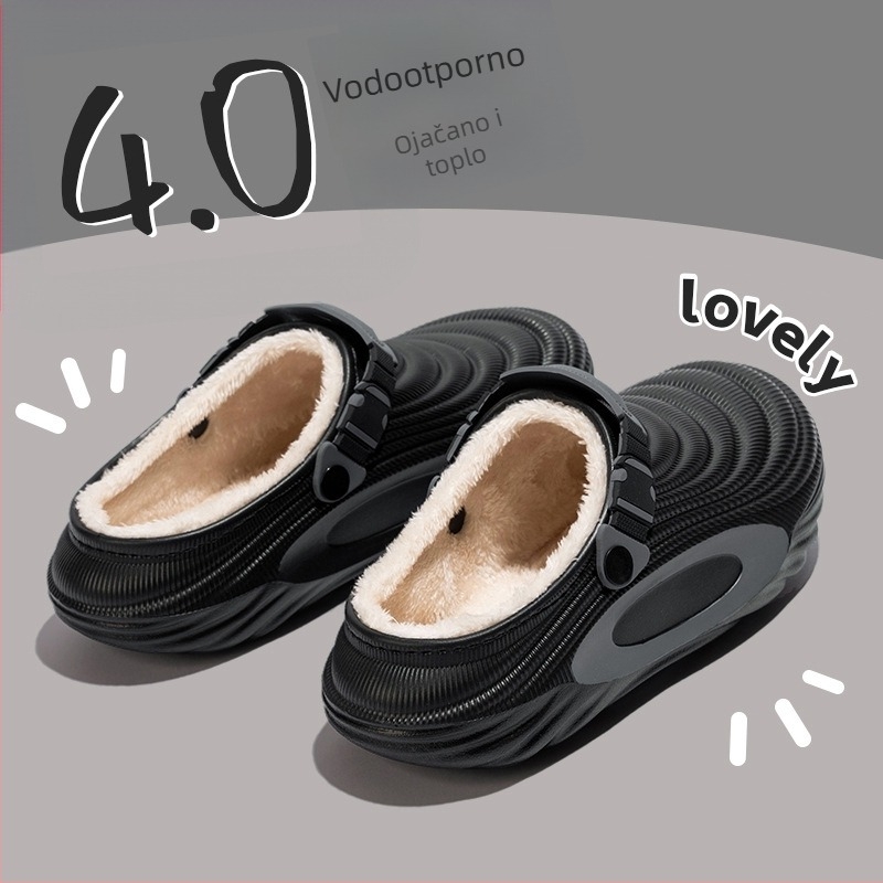 Unisex pamučne papuče za dom, debela toplа potplat, pliš unutarnja, EVA protuklizna potplata, niski gornji dio, zimsko-jesenski model