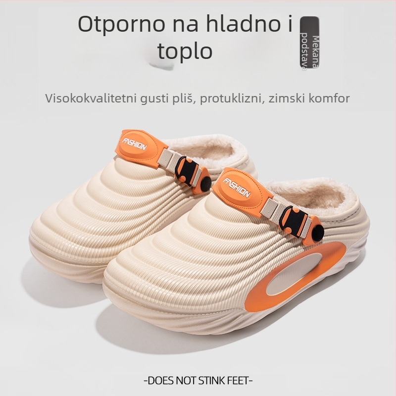 Unisex pamučne papuče za dom, debela toplа potplat, pliš unutarnja, EVA protuklizna potplata, niski gornji dio, zimsko-jesenski model